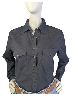 Wrangler Black Western Gem Snap Shirt | Outlaw Country Glam Rodeo | Size Small